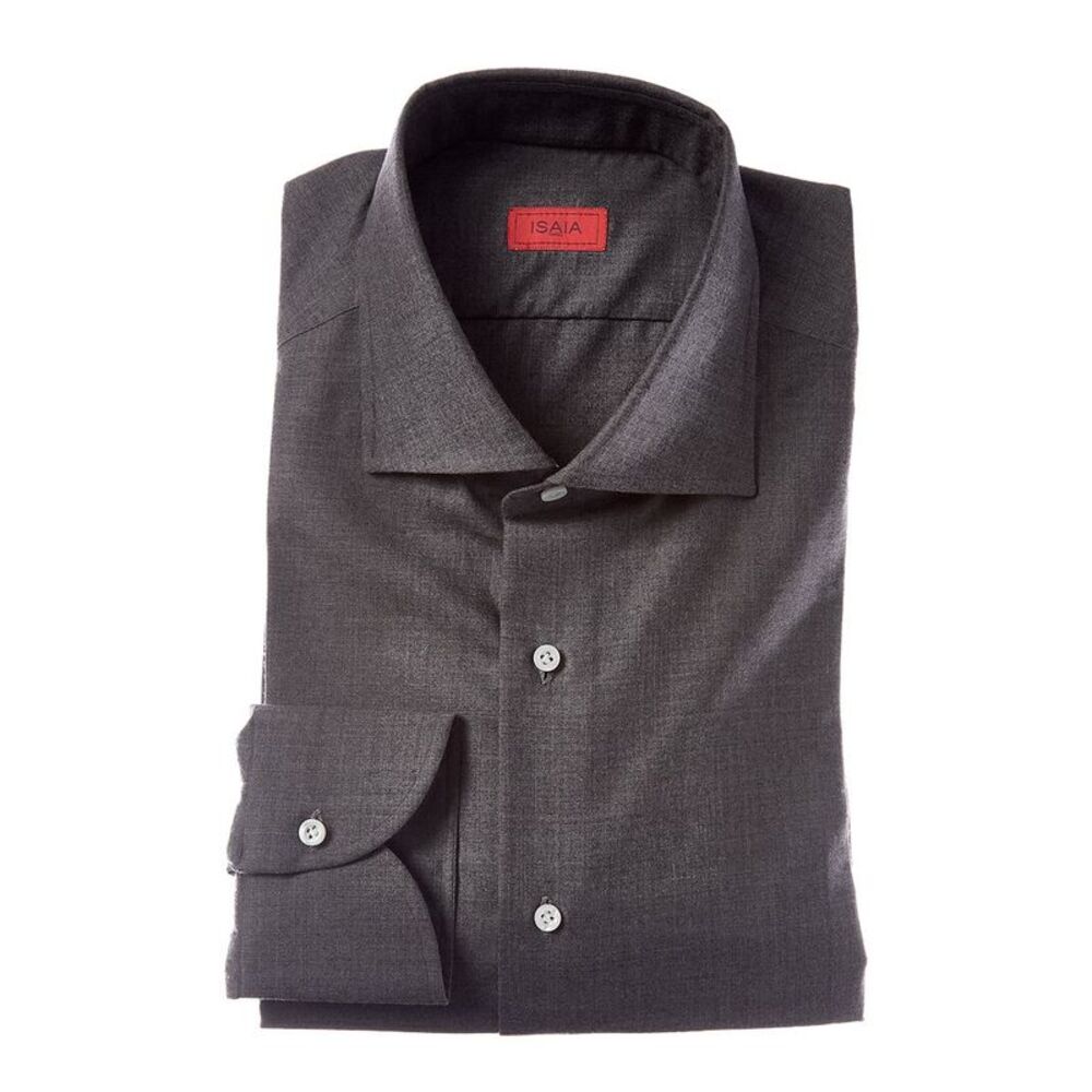 Isaia Mens  Mix Cashmere Dress Shirt, Grey